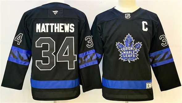 Mens Toronto Maple Leafs #34 Auston Matthews Black 2024-25 Alternate With C Patch Stitched Jersey->toronto maple leafs->NHL Jersey